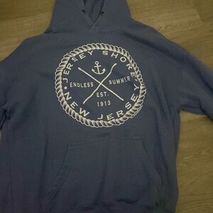 Jersey shore, white and blue hoodie